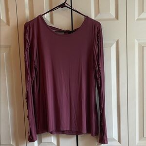 Chic Plum Open Tie-Back Long Sleeve Ruffle Top